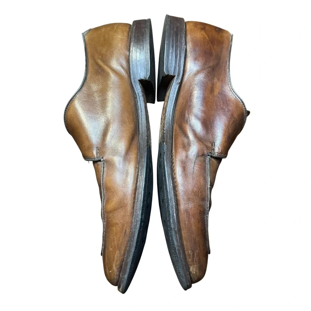 Allen Edmonds Thayer Shoes Mens Size 12 Brown Leather Monk Strap Dress Buckle